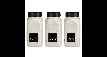 Mica Decorations decoratie zand - 3x - 650ml - wit - hobby zandkorrels - sierzand