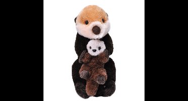 Pluche knuffel dier familie zee otters - bruin - 36 cm - Wildlife speelgoed beesten - Moeder/kind