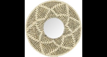 Ronde wandspiegel met ophanghaak - Boho stijl - zeegras - Dia 52cm