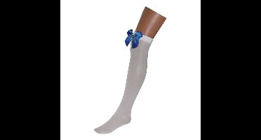 Sailor Matrozen overknee kousen - wit - size S/M - blauwe strik - anker - verkleed - carnaval