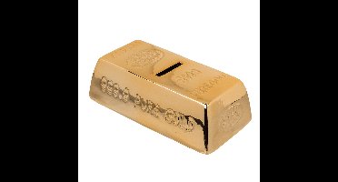 Spaarpot Goudstaaf - keramiek - 16 x 8 x 5 cm - goud - met sleutel