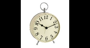 TFA wekker - alarmklok - retrolook - taupe - 12.5 x 8.5 x 16 cm - metaal
