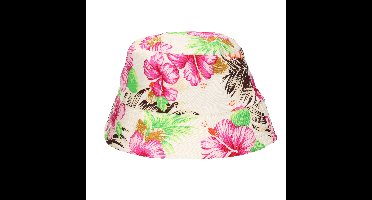 Verkleed hoedje Tropical Hawaii party - Summer print - wit - volwassenen - Carnaval - bucket hat