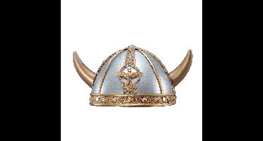 Viking verkleed helm - grijs/goud - kunststof - voor volwassenen