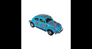Volkswagen Kever Modelauto - Blauw - 12 cm - Metaal - Flower Power Edition