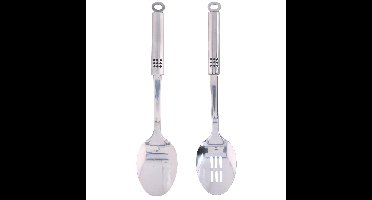 2-Delige keukengerei set opscheplepel en schuimspaan 34 cm van RVS