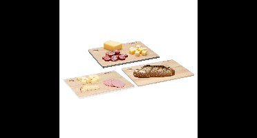 3x Snijplank gekleurde en naturel rand - 23 x 30 cm - bamboe hout