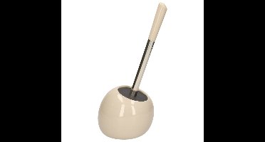 5Five WC-/toiletborstel met houder rond - beige glans - keramiek - 36 cm
