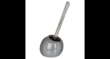 5Five WC-/toiletborstel met houder rond - grijs glans - keramiek - 36 cm