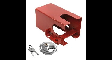 Aanhangerslot met discusslot - rood - metaal - 110 x 110 mm