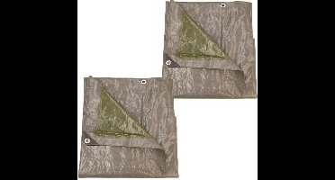 Afdekzeil/dekzeil grijs/groen waterdicht kunststof 140 gr/m2 - 2x - 300 x 400 cm