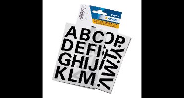 Alfabet plak letters - A-Z Stickers - 4x vellen - zwart - 25 mm