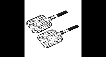 BBQ Collection Hamburgerrek - 2x - 20 x 20 cm - staal - zwart - antiaanbaklaag - hamburger grill