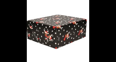 Bellatio Decorations Kerst Cadeaupapier - zwart - 250x70 cm - rendier