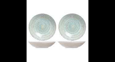 Bord Turbolino - 8x stuks - diep - blauw - 21 cm - rond - soepbord - pastabord - diepe borden