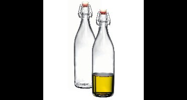 Bormioli Rocco beugelfles / waterfles - 2x - 1000 ml - transparant - weckfles - Karaffen