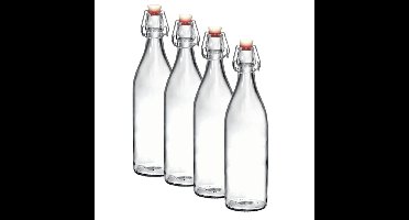 Bormioli Rocco beugelfles / waterfles - 6x - 1000 ml - transparant - weckfles - Karaffen