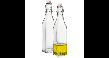 Bormioli Rocco beugelfles/weckfles - 3x - 500 ml - vierkant - transparent - water/olie/azijn/spapen