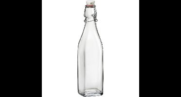Bormioli Rocco beugelfles/weckfles - 500 ml - vierkant - transparent - water/olie/azijn/spapen