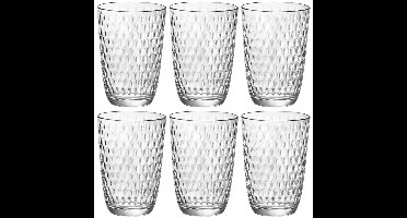 Bormioli Rocco Drinkglazen - 6x stuks - transparant - glas - relief - 390 ml - sap/water/drinkglas