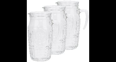 Bormioli Rocco schenkkan/waterkan - 3x stuks - Glas - zonder deksel - 1,8 liter - Sapkan