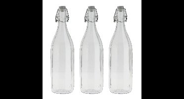 Bormioli rocco waterfles met beugeldop - 6x stuks - helder transparant - 1000 ml - Giara home deco f