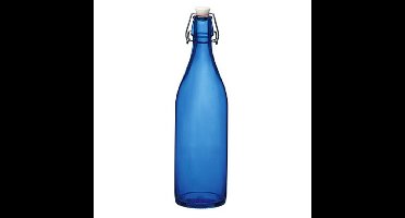 Bormioli rocco waterfles met beugeldop - blauw transparant - 1000 ml - Giara home deco fles