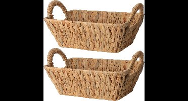 Broodmand - 2x - gevlochten riet - naturel - 30 x 20 x 11 cm