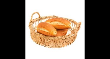 Broodmandje/opbergmand met hengsels - gevlochten wilgen tak - lichtbruin - D36 x H14 cm