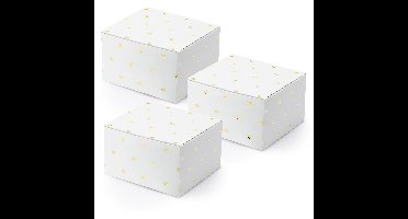 Cadeaudoosje Hartjes - Bruiloft bedankje - 20x stuks - wit/goud - papier - 6 x 4 cm