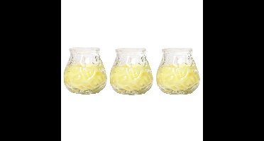 Citronella Lowboy Tafelkaars - 3x - 7 cm - 17 branduren - citrusgeur - citronella sfeerkaarsen