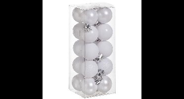 Cosy & Trendy Kerstballen mini - 20x - wit - D3 cm - kunststof - kerstversiering
