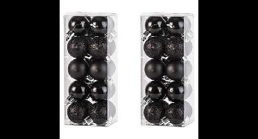 Cosy & Trendy Kerstballen mini - 40x - zwart - D3 cm - kunststof - kerstversiering