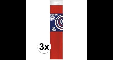 Crepe papier platte vellen - 3x - rood - 250 x 50 cm - Knutselen met papier - Knutselspullen