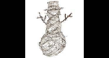 Decoratie figuur - sneeuwpop - 42 cm - rotan - kerstdecoratie