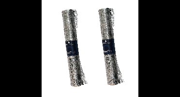 Decoratie stof/tafelloper - 2x - zilver -500 x 28 cm - polyester - kerstdiner tafeldecoratie