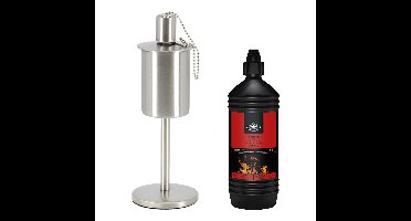 Design olie/tuinfakkel - RVS - met lampenolie - 1 liter
