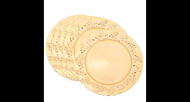 Diner/Kerstdiner onderborden - 6x - goud - kerstprint - rond - D33 cm - multifunctioneel