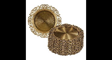 Diner/kerstdiner onderborden - 8x st - goud - D32,5 x H2 cm - gerecycled plastic - rond