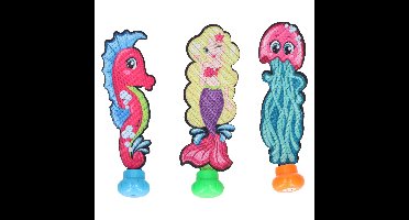 Duikspeelgoed zwembad - set van 3x - zee figuren - zeepaardje/zeemeermin/kwal - kunststof - vakantie