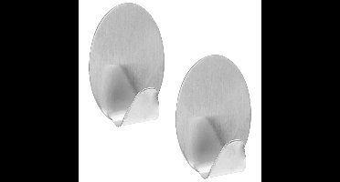 Excellent houseware handoeken ophang haakjes - 12x stuks - rvs - zilver - Zelfklevend