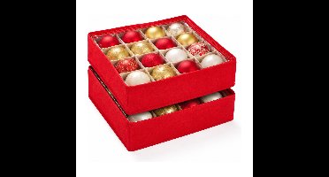 Feeric Christmas Kerst opbergbox - 2x - voor 16 kerstballen van 10 cm - 40 x 40 x 10 cm