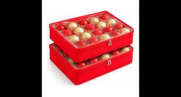 Feeric Christmas Kerst opbergbox - 2x - voor 20 kerstballen van 7 cm - 35 x 28 x 7,5 cm