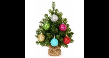 Feeric lights & Christmas Kerstballen - 6x - gekleurd - piepschuim - glitter