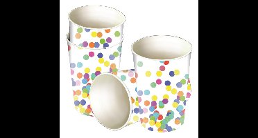 Feestbekertjes in Confetti thema - 16x stuks - karton - 250 ml - Kinderfeestje/kinderverjaardag