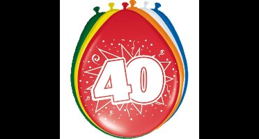 Folat Verjaardag leeftijd ballonnen 40 jaar - 32x - multi - 40 cm - feestartikelen/versieringen