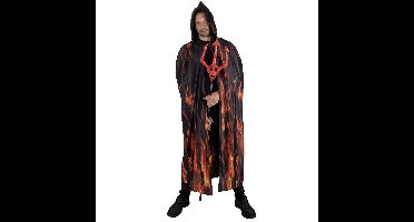 Funny Fashion Halloween verkleed cape met kap - vlammen print - Carnaval kostuum/kleding