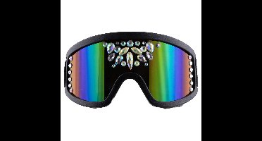 Funny Fashion Ski Bril - 18 x 10 x 7 cm - metallic - met strass steentjes - zilver - apres ski