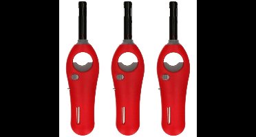 Gasaansteker - 3x - rood - 18,5 cm - aansteker met kinderslot