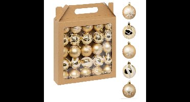 Gedecoreerde kerstballen - 25x stuks - 6 cm - goud - kunststof